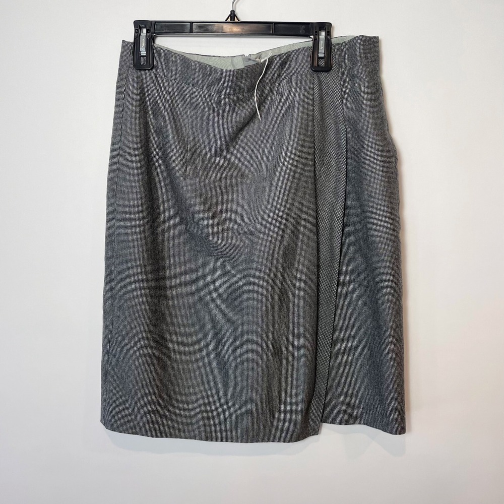 Armani Collezioni Straight Pencil Skirt Womens 12 Gray Wool Blend Lined Zip